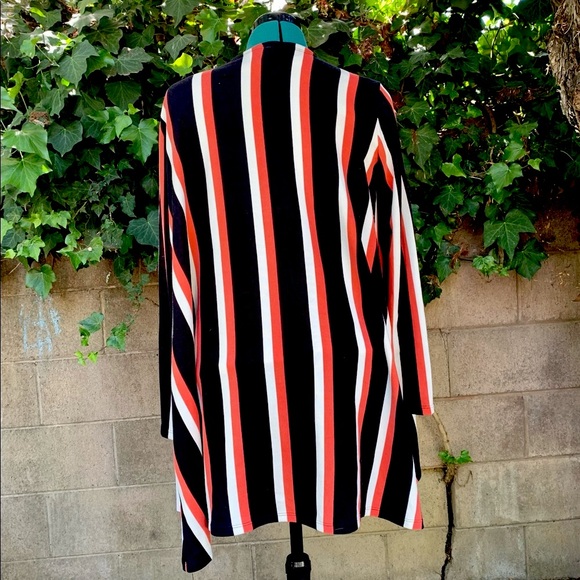 NWT LuLaRoe Cardigan M Stripe Caroline Orange Open Front Pockets Thanksgiving - Picture 4 of 10